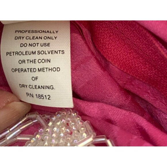 Vintage 1970's Pink Fuchsia Beaded Fringe Dress Size 10 Made In USA - Picture 5 of 11